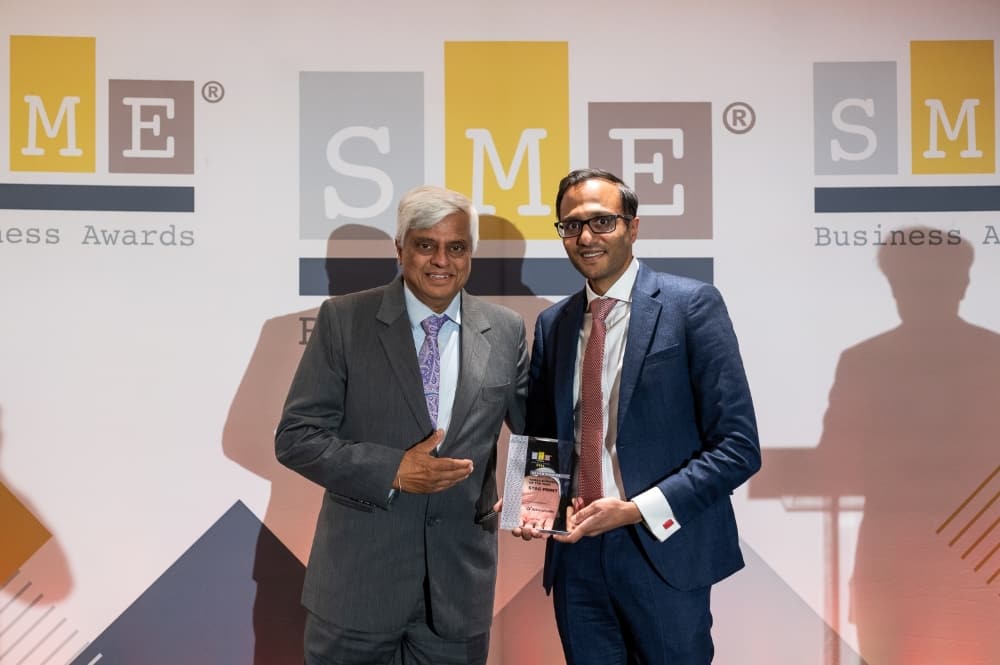 Our founder and managing director accepting an SME surrey award